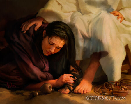 Mary Washing Jesus&#039; Feet With Her Tears