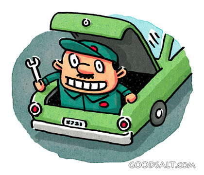 Mechanic in Car