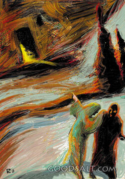 Men Approach a Tomb