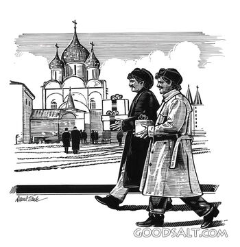 Men Walk in Moscow