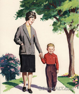 Mother and Boy Walking