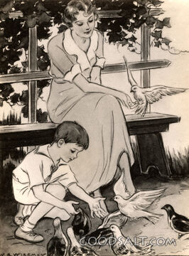 Mother and Boy with Pigeons