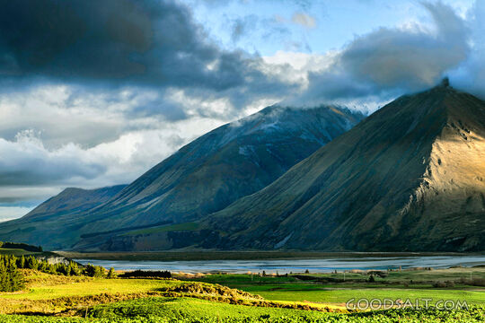 mountain beside lake