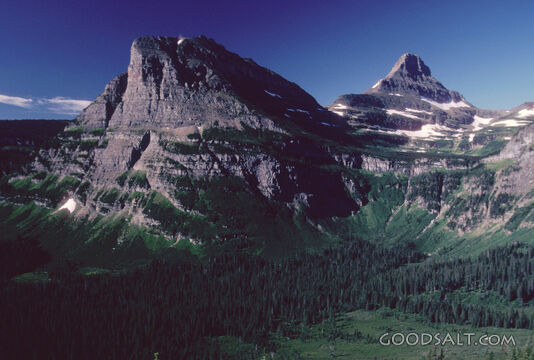 rugged mountain peaks and valley