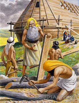 Noah and His Sons Building the Ark