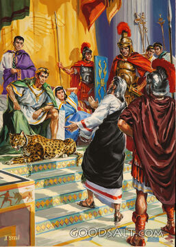 Paul Before Festus, Leopard Lounging at Festus&#039; Feet