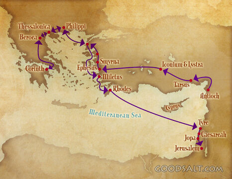 Paul&#039;s Missionary Journey Map