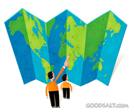 People Looking at Large Map