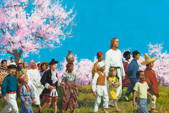 People of All Ages and Nationalities Walking With Jesus