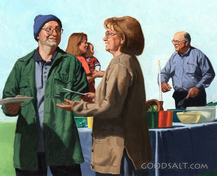 People Talking During a Potluck