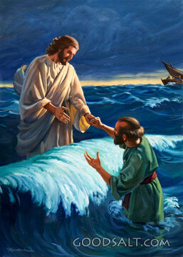 Peter Sinks in Wave and Jesus Saves Him