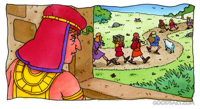 Pharaoh Watches the Israelites Leave Egypt