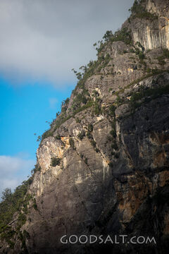 Rock face on mountain.