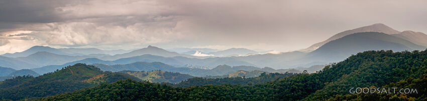 Rows of the blue mountains.
