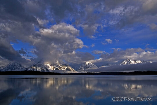 WYOMING. Teton National Park. Tetons and reflection of sprin