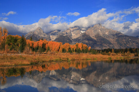 WYOMING. Teton National Park. Teton mountain range and fall