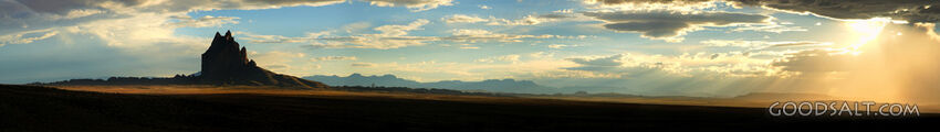 NEW MEXICO. Highway 64 near Shiprock. Panorama of Ship Rock 