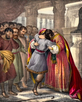 Joseph reveals himself and is reunited with brothers in palace in Egypt