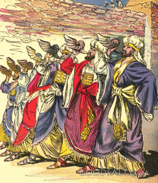 Priests Sound the Shofars at Jericho