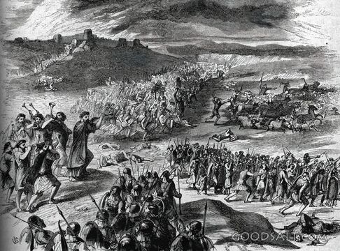 Moses’ Hands Held Up in Battle
