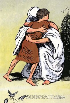 Hagar Comforts Ishmael in the Wilderness