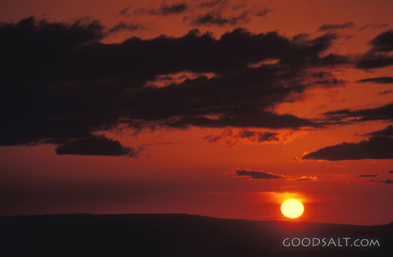 Sun Setting With Red Sky