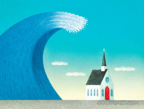Tidal Wave Hitting Church