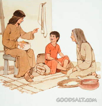 Timothy Learns the Scriptures From His Mother , Lois, and Hi