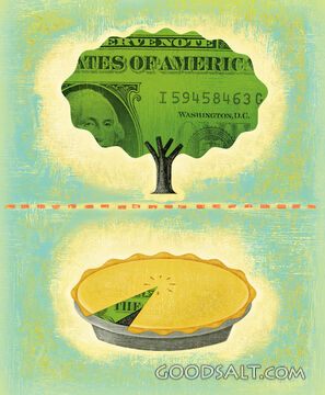 Tree and Pie Made of Money