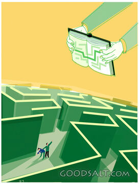 Two People Lost in a Maze Being Shown the Way Out