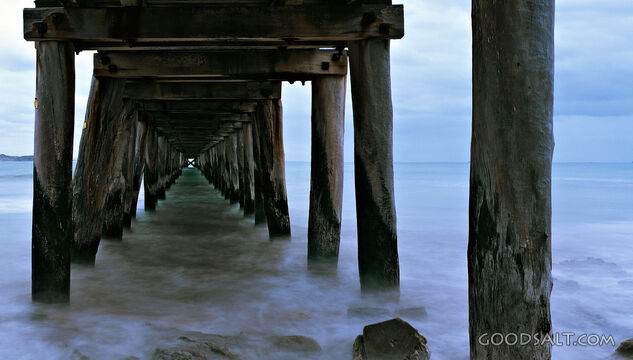 under boardwalk at the beach