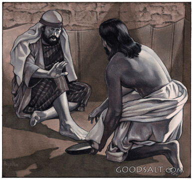 Jesus washing his disciples\&#039; feet.