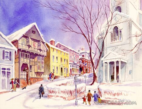 Winter Village Scene
