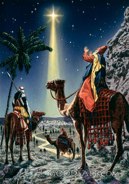 Wise Men Following a Shining Star to Jesus