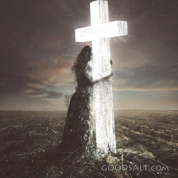 Woman Made of Dirt Clings to the Cross