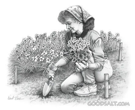 Woman Planting Flowers