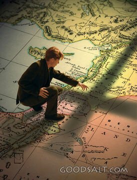 Young Man on Big Map