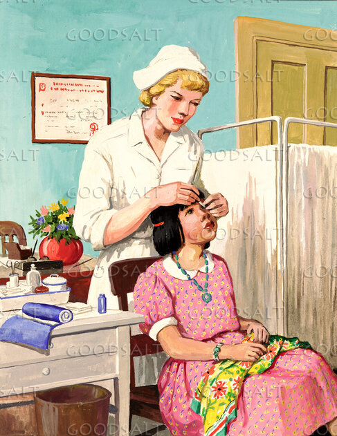 Blind Navajo Girl and Nurse