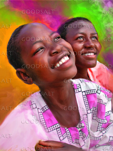 Children Looking Up in Joy