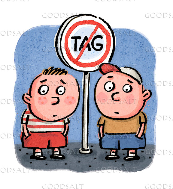 Children not Playing under No Tag Sign