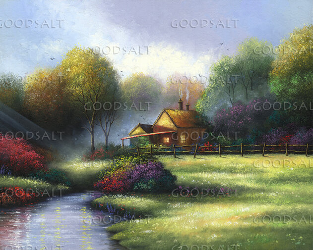 Peaceful Habitation by the Stream