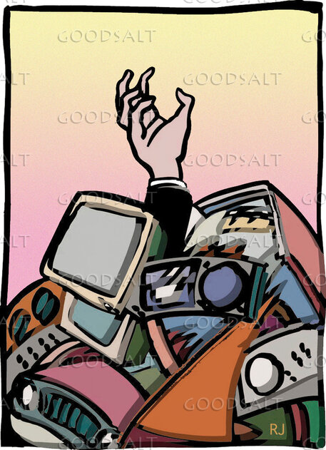 Hand Reaching Out of a Pile of Garbage