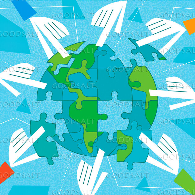 Hands With Puzzle Globe