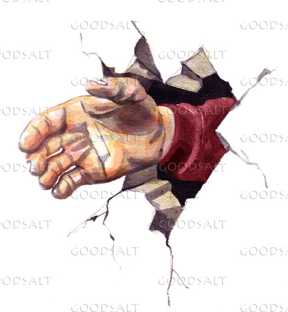 Hand Breaking Through to Help