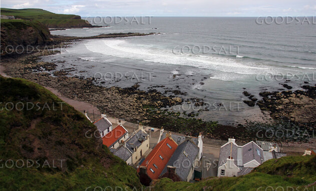 Rocky Coastal Village and Restless Sea