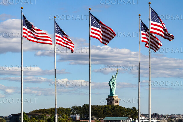 Liberty Beneath the American Flags