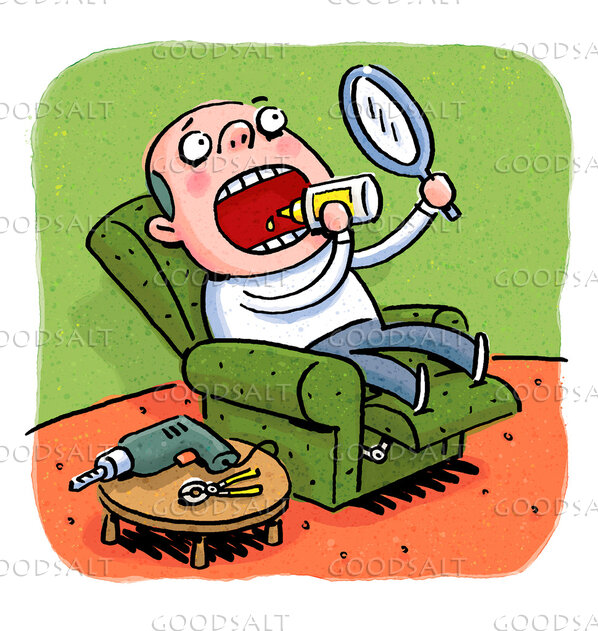 Man Doing His Own Dental Work