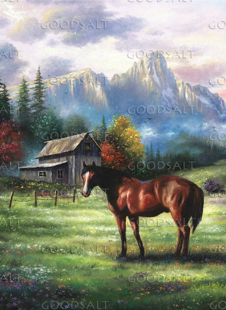 Horse in a Mountain Pasture