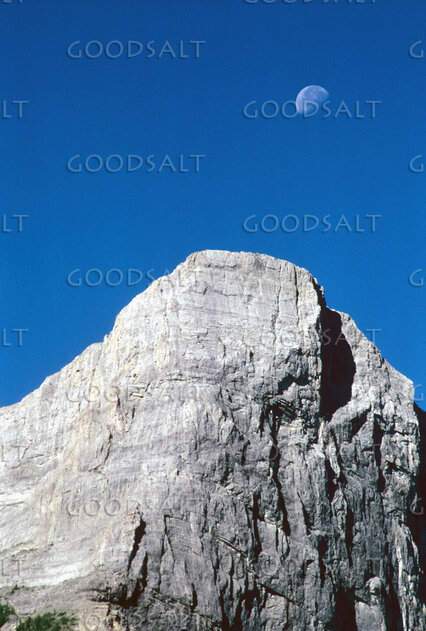 Moon Above the Mountain Cliff