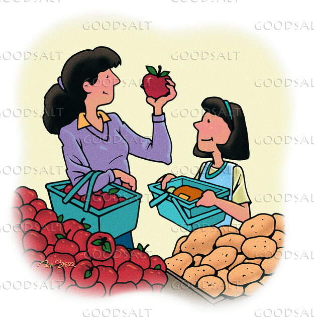 Mother and Daughter at the Market